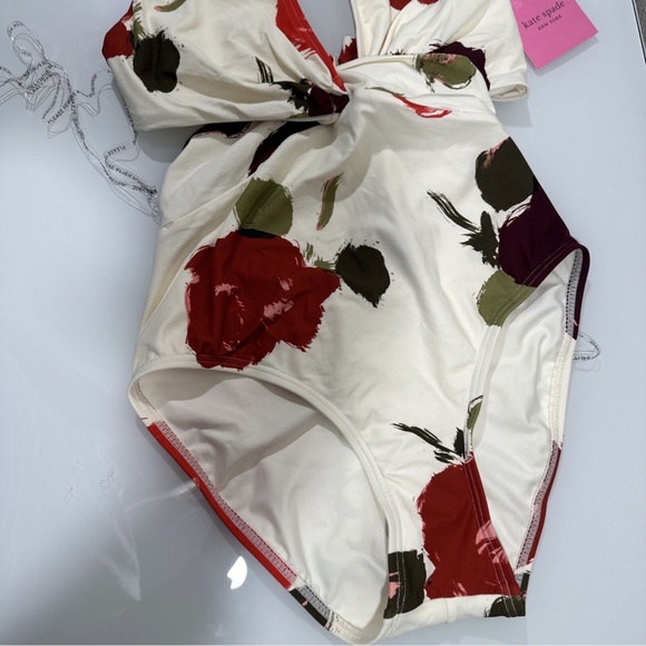 NWT $148 Kate Spade [ Small ] Floral Knotted Halter Twist One‎ Piece Swimsuit - Picture 7 of 13